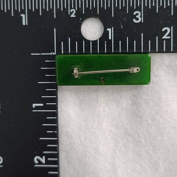 Vintage Mid Century Modern MCM Green Bakelite Bar Brooch 1.5" Tested - Picture 5 of 6